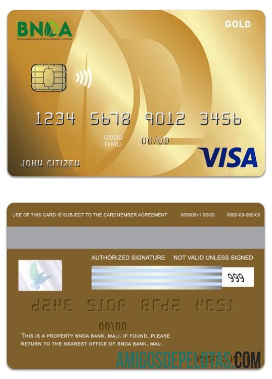 Mali BNDA Bank Visa Gold Card template
